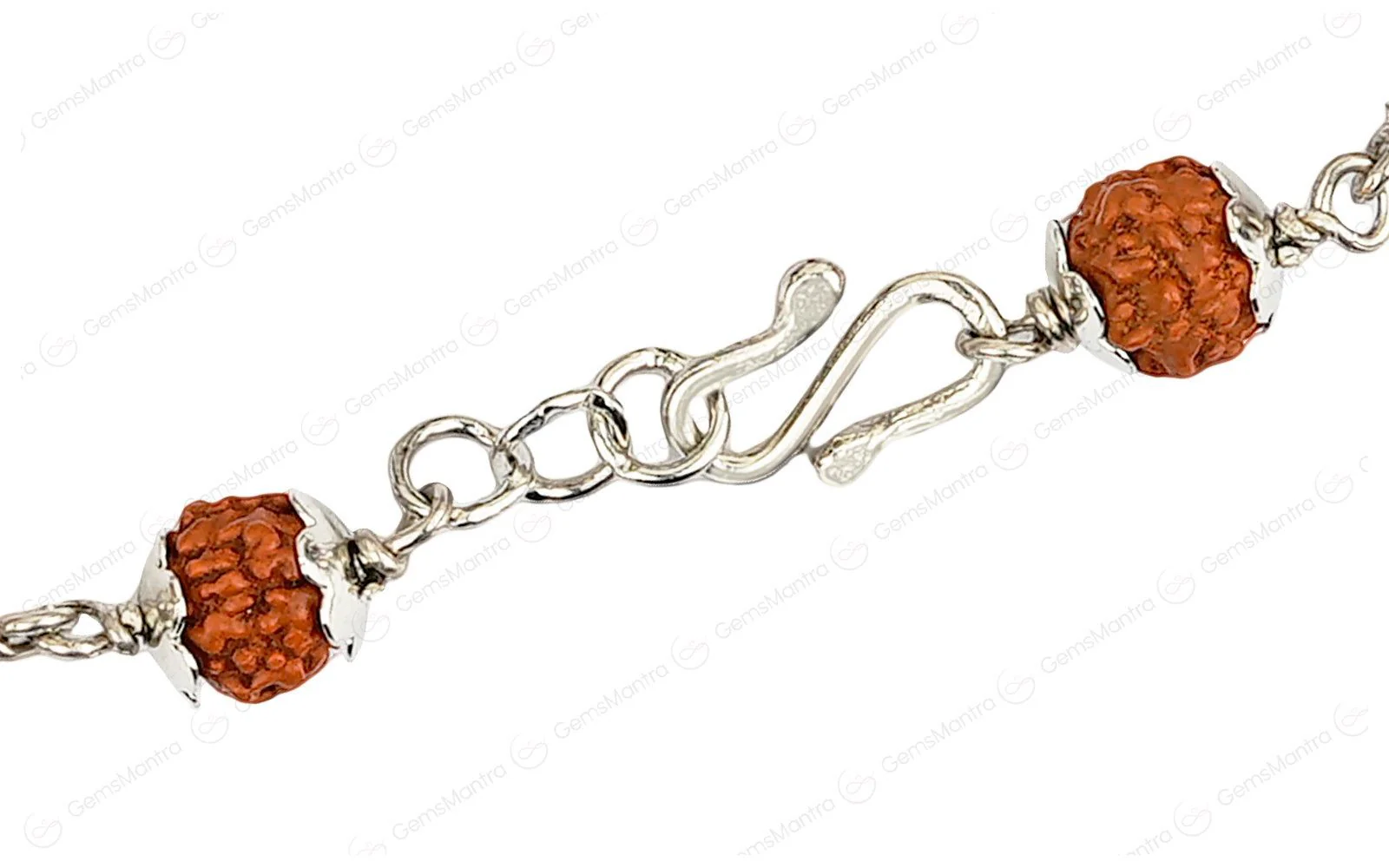 5 Mukhi Rudraksha Silver Elephant Bracelet for Kids - 10 Beads - Image 4