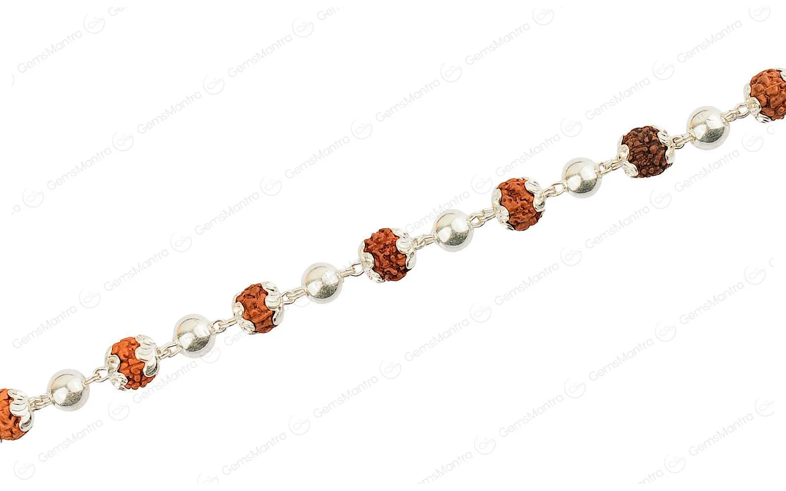 5 Mukhi Rudraksha Silver Moti Bracelet - Image 3