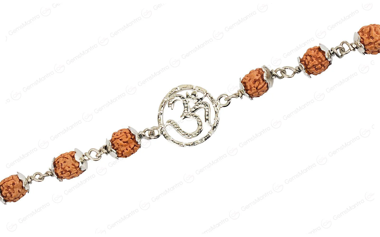 5 Mukhi Rudraksha Silver Om Bracelet for Kids - Image 3