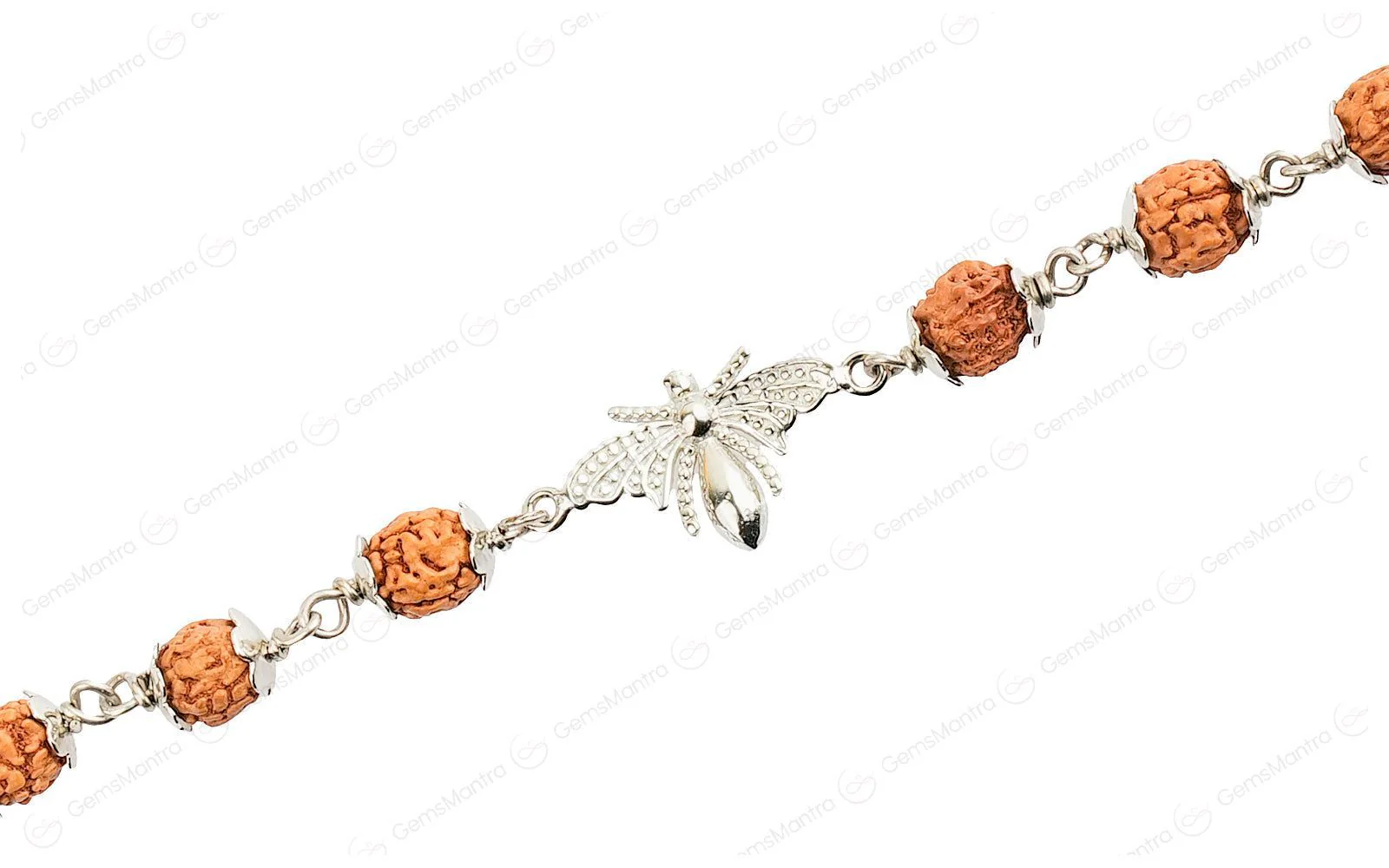 5 Mukhi Rudraksha Silver Studded Butterfly Bracelet for Kids - Image 3